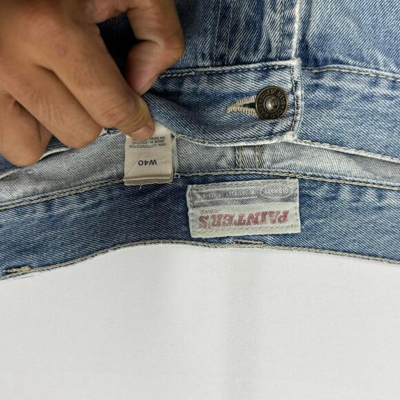 Vintage Painter’s W40 Carpenter Denim Shorts Light Wash Y2K Workwear - Picture 3 of 4